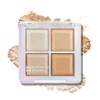 Boobeen Blush and Highlighter Palette- 4-color Metallic Shimmer Shadow Powder,
