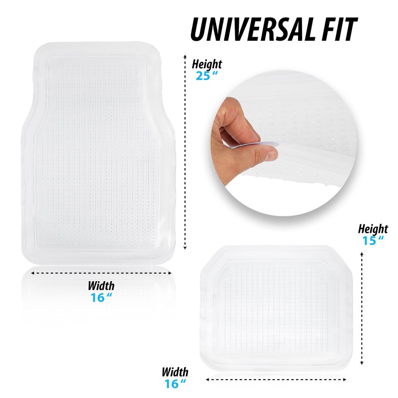 ZONETECH All Weather Full Rubber Clear Car Interior Floor Mats