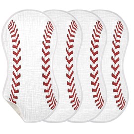 WELLDAY Muslin Baby Burp Cloths Set of 2, Soft Absorbent Sport Baseball Print Muslin Washcloths, Bibs, Face Towel for Newborn Boys Girls, 22 x 11 Inch
