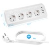 Steckdosenleiste mit 4 Schalter, 8-in-1 Mehrfachsteckdose mit USB (2X USB-A