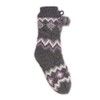 MUK LUKS Women's Chunky Fairisle/Cable Mix Cabin Socks, Grey, L/XL