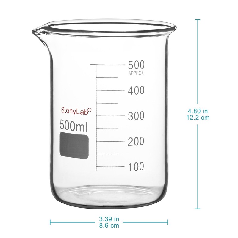 stonylab Glass Beaker, 1 Pack Borosilicate Glass Graduated Low Form