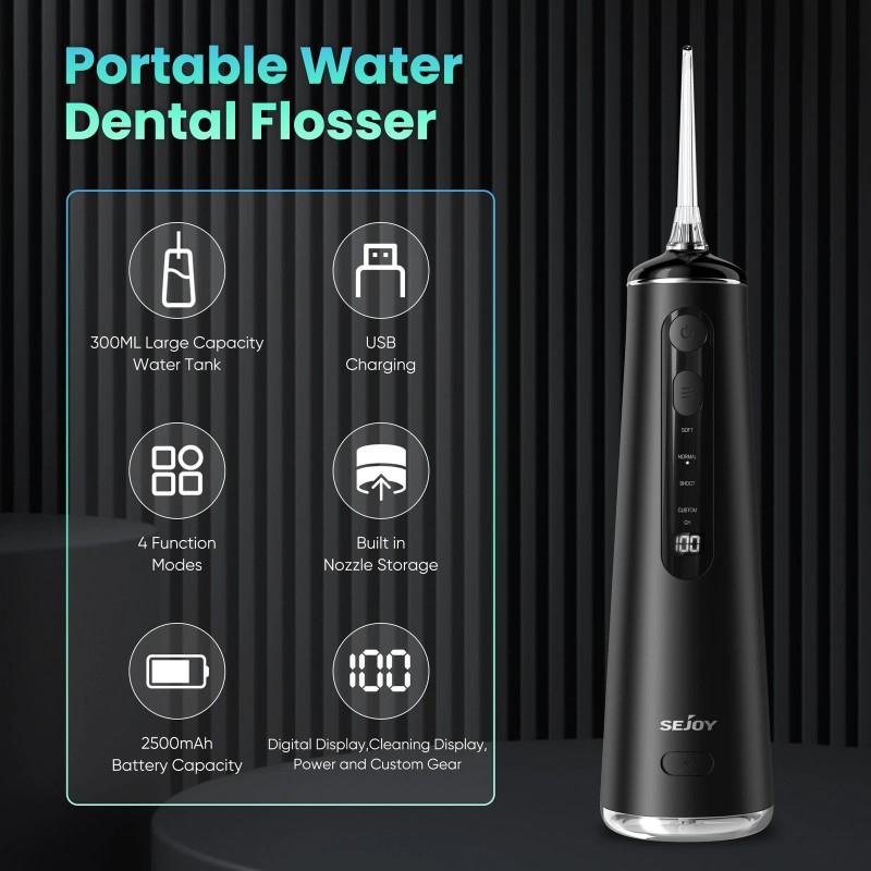 SEJOY Cordless Water Flosser Dental Oral Irrigator Pick Teeth Cleaner