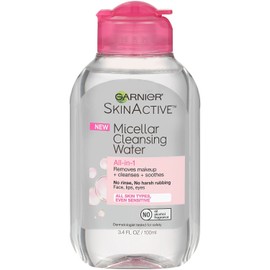 Garnier Skin Active Micellar Cleansing Water, All-in-1, For All Skin Types, Travel Size, 3.4 Ounce, (4 Pack)