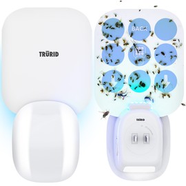 TruRid Indoor Plug-in Fly Trap | Reusable Electronic UV Light Bug Killer for House Flies, Fruit Flies, Gnats, Moths & Flying Insects | Includes Electric Device & 3 Sticky Glue Card Refills