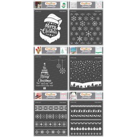 CrafTreat Merry Christmas Stencils for Painting on Wood, Canvas, Paper, Fabric, Floor, Wall and Tiles - Christmas Designs 6 Pieces Each 6 x Inch Reusable DIY Art Crafts for Christmas