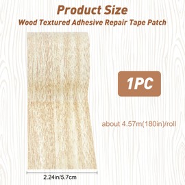 GORGECRAFT 2.2 Inch x 15Ft Imitation Woodgrain Duct Tape Wood Textured Adhesive Grain Repair Tape Patch Waterproof for Door Table Chair Furniture Floor Beautification Decoration, Oak Beige