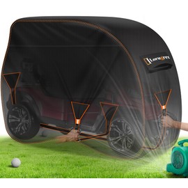 Lorugred 4 Passenger Golf Cart Cover Waterproof Fits for EZGO Yamaha Evolution Honda 420D Heavy Duty Club Car Cover.110Lx45Wx65H inch 2/4 Seats with Two Zipper Doors Golf cart Accessories