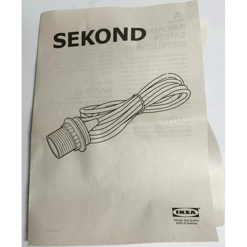 IKEA SEKOND 15' 5" Fabric Wrapped Hanging Pendant Light Cord