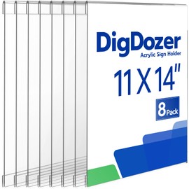 DigDozer 8 Pcs Acrylic Sign Holder 11 x 14, Vertical Wall Mount Sign Holders with Adhesive, Clear Plastic Frames Paper Display Sign Holders for Office, Home, Store, Restaurant - No Drilling
