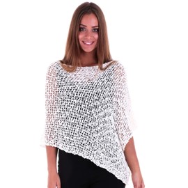 SHU-SHI Womens Sheer Popcorn Poncho Shrug Lightweight Knit Summer Cape
