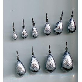 S & J's TACKLE BOX 1 oz Teardrop Lead Drop Shot Weights Hand Poured (10 per Pack) C