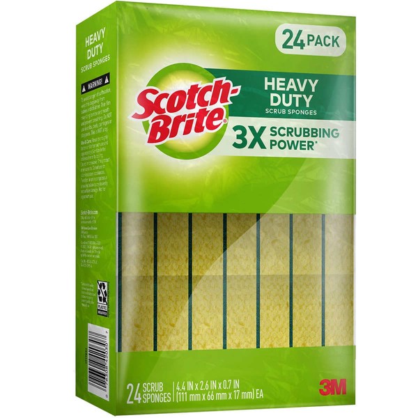 Scotch-Brite - Esponjas exfoliantes, resistentes, amarillas, 24 unidades