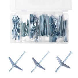 HANLATO 28Pcs Spring Toggle Bolts for Drywall, 1/8 x 2”, 3/16 x 3”, 1/4x 3 Sheetrock Anchor, Heavy Duty Toggle Drywall Anchors Kit, Toggle Bolt and Wing Nut Kit for Ceiling, Sheetrock, Hollow Wall