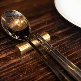 Incontesta Stainless Steel Chopsticks Rest Gold - Set of 2 Knife & Chopsticks Holder, Food Grade Material, Corrosion Resistant