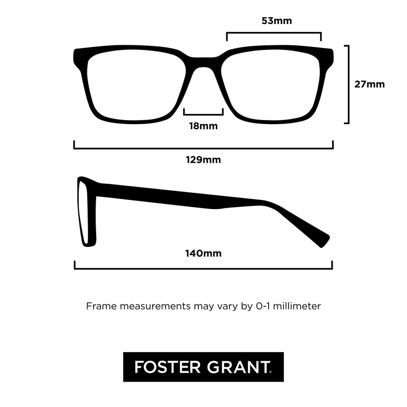 Foster Grant Men's Pete Rectangular Reading Glasses, Black and Brown,