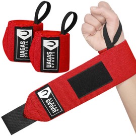 Weight Lifting Wrist Wraps – 18” Cotton Wrist Support with Thumb Loop – Gym Straps for Workout Powerlifting Weightlifting Fitness Strength Training, Stiff Wrist Straps (Full Red)
