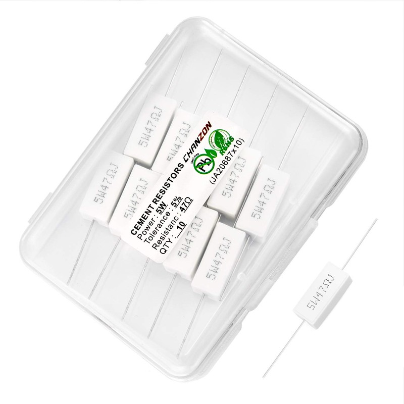 Chanzon Pack of 10 5W Cement Resistor 47Ω Ohm ±5%