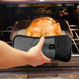 BONTHEE Pot Holder Cotton Pot Mat Large Non-Slip Pot Holder for Cooking Baking Kitchen Accessories - Set of 2 - Black