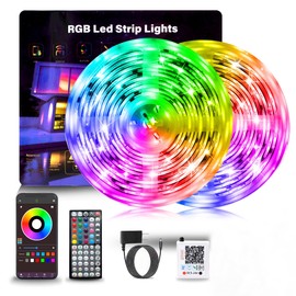 NBBUFF Led Lights for Bedroom 132FT(2 Rolls of 65.6ft) Music Sync Color Changing RGB Led Strip Lights with 60 Keys Remote and App Control, Led Lights for Room Kitchen Party Decor,Home Decor
