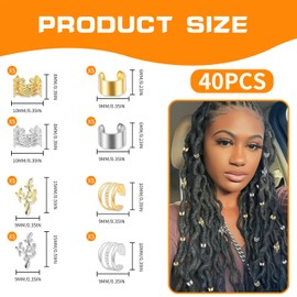 40pcs Gold Hair Cuffs for Braids – Elegant Gold Hair Jewelry, Perfect for Braided Hairstyles, Boho Hair Accessories for Women