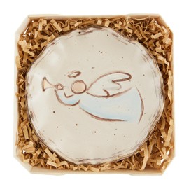 Mud Pie Angel Stoneware Trinket Dish Tidbit Plates, 4 1/2" dia, CREAM