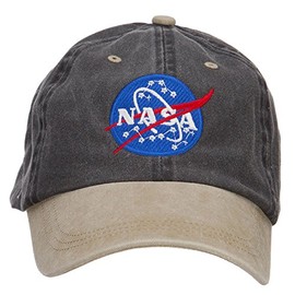 e4Hats.com NASA Insignia Embroidered Washed Two Tone Cap - Black Khaki OSFM