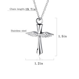 RICH KITTEN cross urn necklaces for ashes - cremation jewelry for men and women, angel wing and cross necklace urn that holds ashes, mens urn necklaces for ashes, necklace for ashes