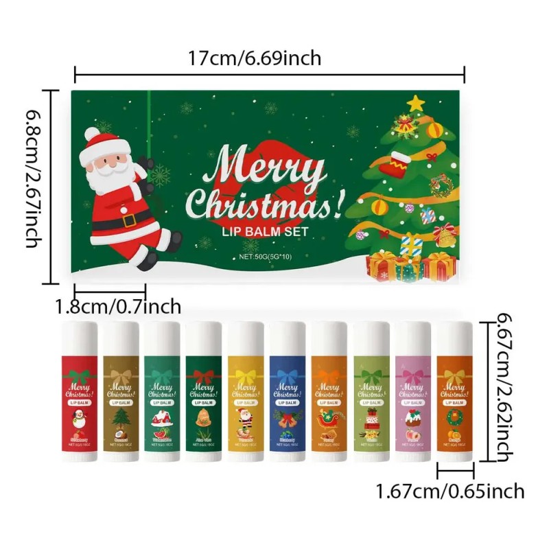Serie De Lápices Labiales Navideños Para Agrietar Frutas, He As