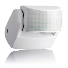 SEBSON Motion Sensor Outdoor IP65, Surface-Mounted, Wall Mounting, Programmable, Infrared Sensor, Range 12 m / 180° - 3 m / 360° (2 Sensors), Suitable for LED, Swivelling, 3-Wire