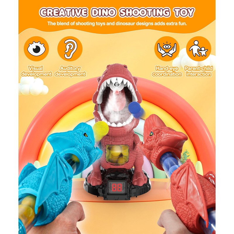 Protado Dinosaur Shooting Toy for Boys Girls, Movable Target Shooting