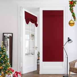 HOMEIDEAS Burgundy Blackout Door Curtain Red Privacy French Door Blind, 26 X 68 Inch Room Darkening Curtains for Glass Window, Thermal Insulated Tie Up Shades for Bedroom, 1 Panel