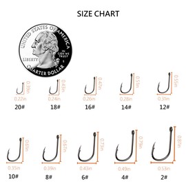 AMHDV 300Pcs/ 500Pcs/ 1000Pcs Small Fishing Hooks, 10 Different Sizes Tiny Fish Hook Set for Freshwater (1000pcs (2# to 20#))