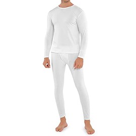 WEERTI Thermal Underwear for Men, Long Johns Base Layer Fleece Lined Top Bottom (White XXL)