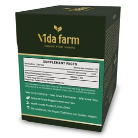 VIDA FARM 125 Peppermint Tea Bags, 100% Natural Peppermint Herbal Tea Bags, No Additives, No Caffeine, No Sugar