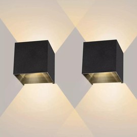 (2 pzs) Lampara Exterior Pared, 12W Impermeable IP65, Ángulo de haz Ajustable Hacia Arriba y Hacia abajo, Luz Exterior Pared, Lamparas Para Exterior de Casas pared, Dormitorio, Pasillo
