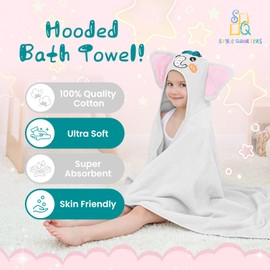 Style Quarters Gray Elephant Hooded Towel for Kids – Cute, Soft Cotton, Embroidered, Absorbent Baby Bath Towel – Quick Dry, Cozy, Lightweight – 50x30 Inches – Perfect for Toddlers & Kids