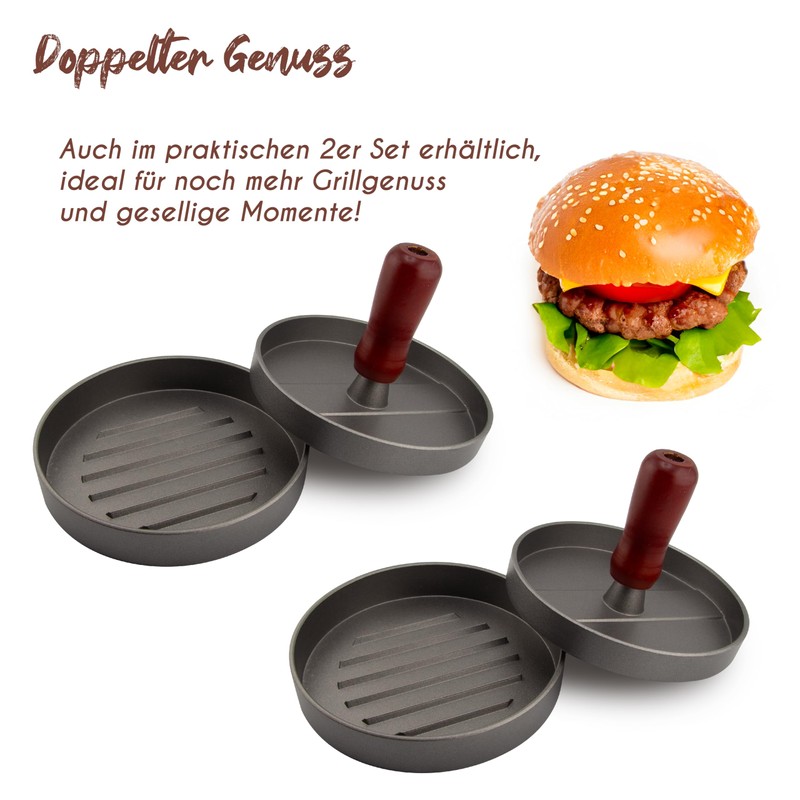 MaxxGoods Burger Press Set Made of Cast Aluminium Diameter 12
