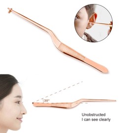 Earwax Removal Kit, LED Light Ear Curette Tools, Stainless Steel Ear Cleaner for Children and Adults, Tweezer Earpick Exfoliator Cleansing Tools Set with Storage Box, Rose Gold, 8 Pcs (rose gold)