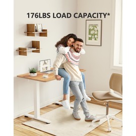 BANTI 55''x24''Height Adjustable Electric Standing Desk, Stand up Table, Sit Stand Home Office Desk with Splice Board,Light Rustic Brown Top