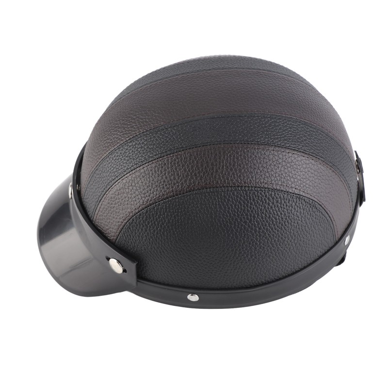 Half Helmet Breathable Sun Blocking Retro Safe PU Leather Motorcycle