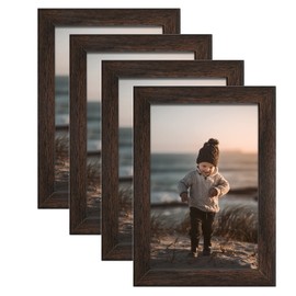 Egofine Picture Frames 10 x 15 cm, Set of 4, Robust Wood Composite Photo Frames - Horizontal or Vertical for Wall Hangings or Table Decoration, Black