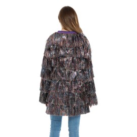 Tinsel Dress for Women, Multilayer Fringe Tinsel Foil Dance Costum for Carnival Festive Event Rainbow XS-S