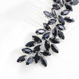 Brihasory Luxurious Wedding Hair Comb Full Rhinestones Bride Hair Accessories for Party Prom Bridal Side Hair Combs for Women Bride Girls Hair Decoration(Black)