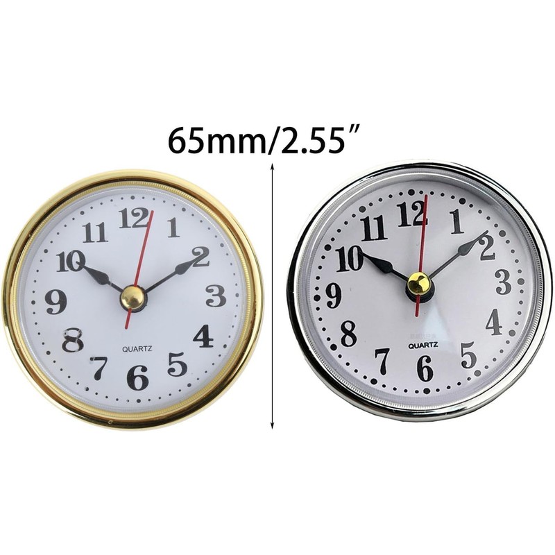 Silver Mini Clock Insert 2-1/2Inch 65mm Round Quartz Movement Clock
