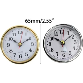 Silver Mini Clock Insert 2-1/2Inch 65mm Round Quartz Movement Clock White Face Golden/Silver Tone Arabic Numerals Clock Head Clock Movement Clock Hardware
