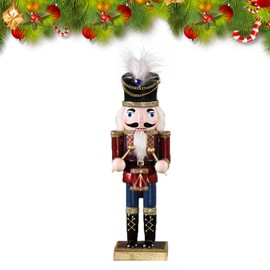 CutitiUU 25 Christmas Red Nutcracker Drum Soldier,Premium Wood Puppet Nutcracker,Nutcracker Ornament,Christmas Decoration Ornament,Christmas Nutcracker Soldier,Traditional Xmas Decoration