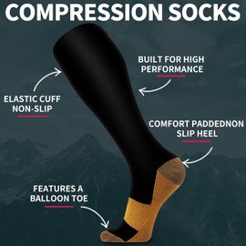 Amofatia Compression Socks Copper for Women & Men Circulation (6 Pairs) 15-20 mmHg is Best Support for Athletic Running Cycling (AU, Alpha, Small, Medium, Regular, Regular, Compression Socks 03)