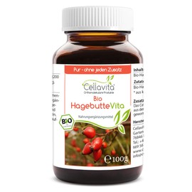 Cellavita Organic Rosehip Vita - Tin Powder (Vegan) Premium Fruit Powder from the Whole Rose Hip (100 g Powder)