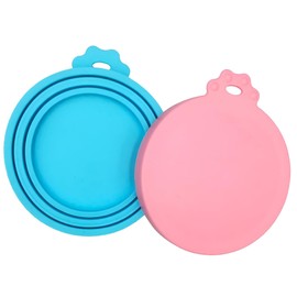 PWOD 2 Pack Pet Food Cans Lids, Silicone Food Can Covers for Dog and Cat, BPA Free/Food Safe/Universal, One Fit Most Standard Size Food Can Top Pink/Blue